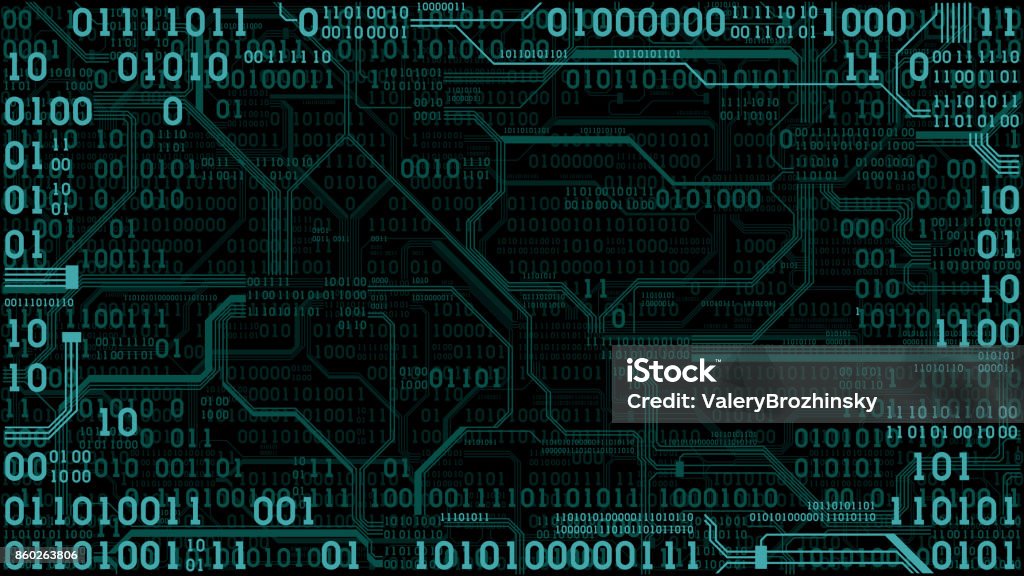 Digital Background Slide Abstract Futuristic Electronic Circuit Board With Binary Code Computer ...