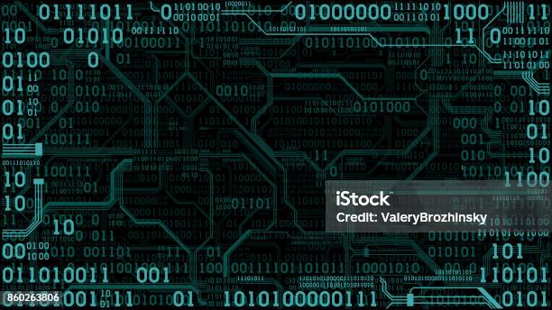 Digital Background Slide Abstract Futuristic Electronic Circuit Board With Binary Code Computer ...