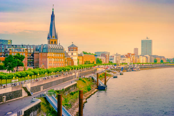 istock View at the city skyline central Dusseldorf from the rhine river, Dusselfdorf Germany 860264964