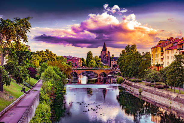 istock Cityscape with Temple Neuf in Metz 860267356