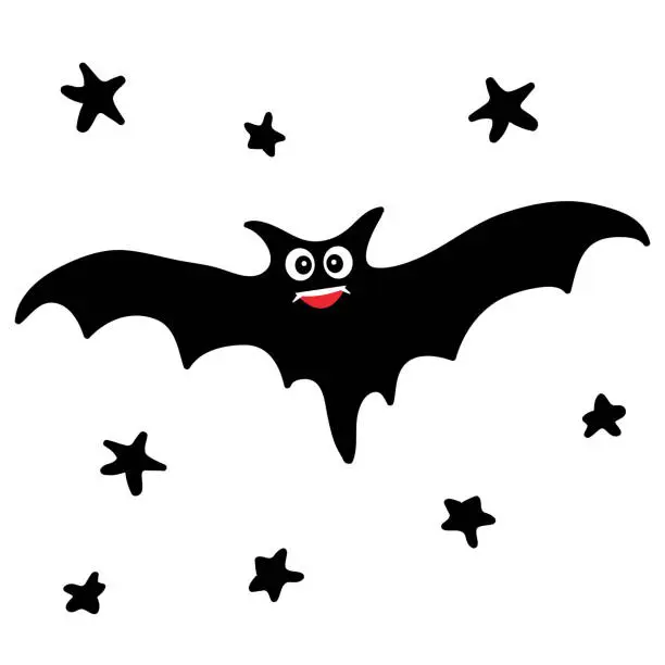 Vector illustration of Bat in the night sky.