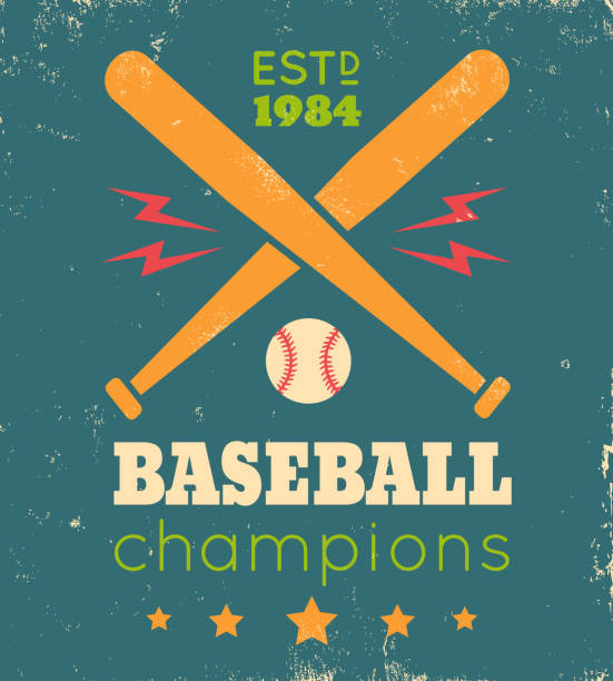 Retro poster for baseball. Vector vintage poster for baseball on grunge background. Retro poster for baseball. baseball base icon stock illustrations