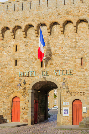 St. Malo: View of city hall (hotel de ville) building, in St. Malo, Brittany, France