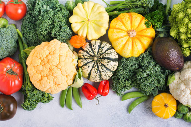 istock Top view of rainbow vegetables, autumn harvest 860294590