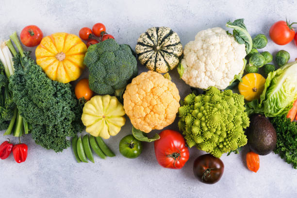 istock Top view of rainbow vegetables, autumn harvest 860294678