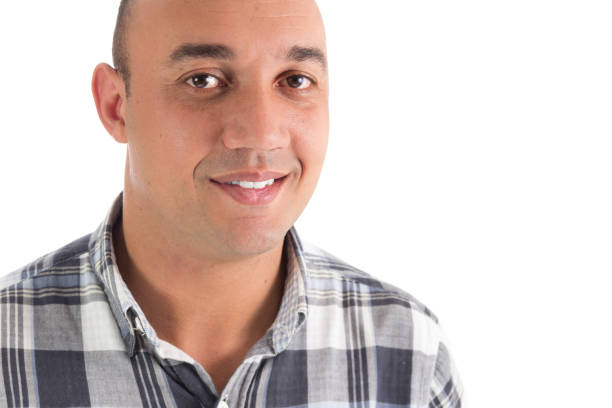 istock Close up of man. Portrait on white background. 860295152