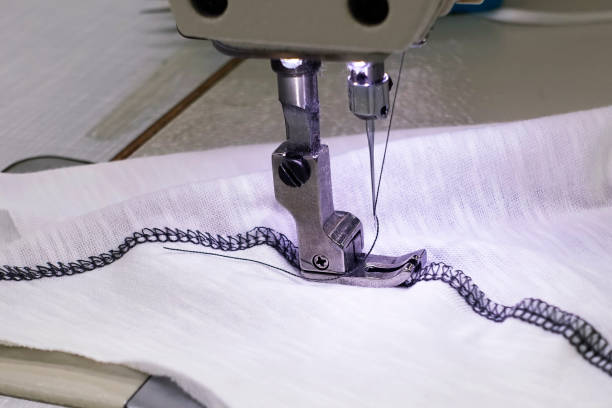 istock Sewing needle of sewing machine making stitches 860296100