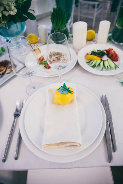 istock Table set for wedding or another event in green color 860302060
