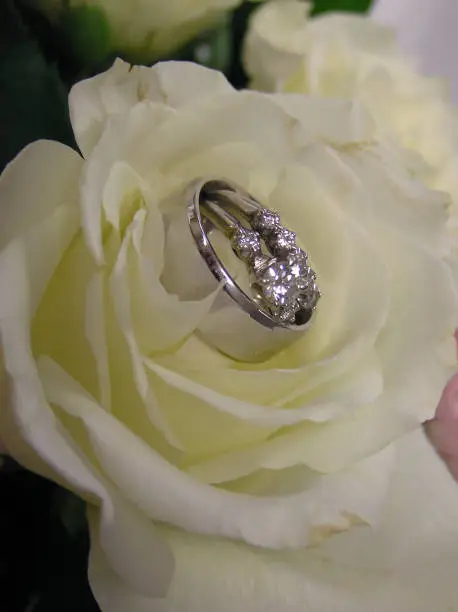 silver wedding band, diamond wedding ring and band.