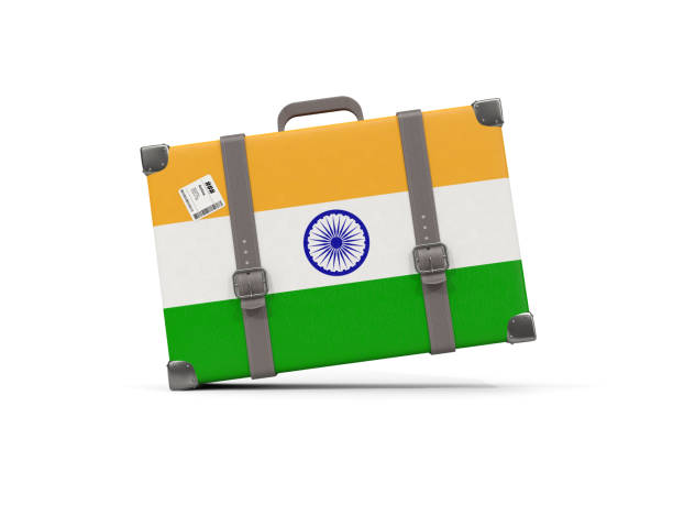 istock Luggage with flag of india. Suitcase isolated on white 860305216