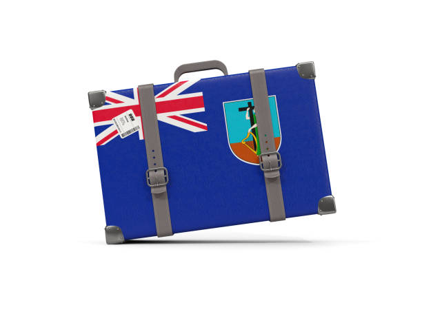 istock Luggage with flag of montserrat. Suitcase isolated on white 860305486