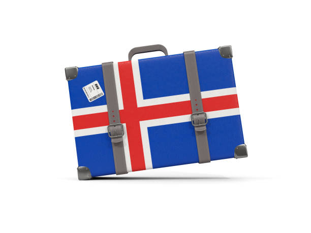 istock Luggage with flag of iceland. Suitcase isolated on white 860306654
