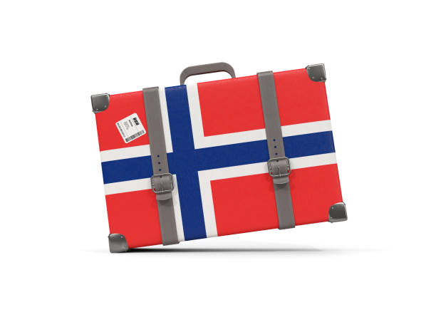 istock Luggage with flag of norway. Suitcase isolated on white 860309994