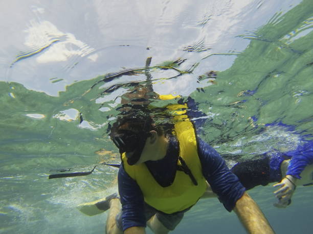istock father and son snorkeling. 860312592