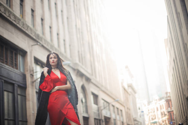 istock Beautiful elegant lady in red 860312764
