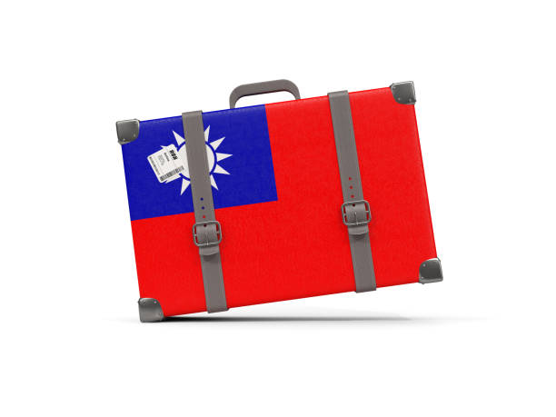 ilustrações de stock, clip art, desenhos animados e ícones de luggage with flag of taiwan. suitcase isolated on white - suitcase flag national flag isolated on white