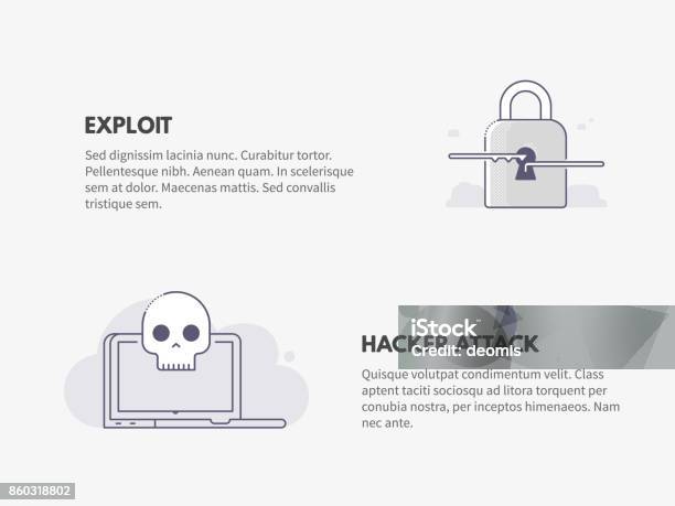Exploit And Hacker Attack Cyber Security Concept Stock Illustration ...
