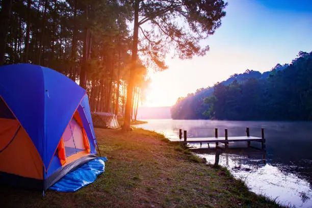 Photo of camping tent in pang ung maehong sorn most popular winter traveling destination in northern of thailand