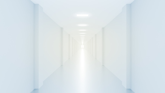 Corridor with illuminated light 3d render.