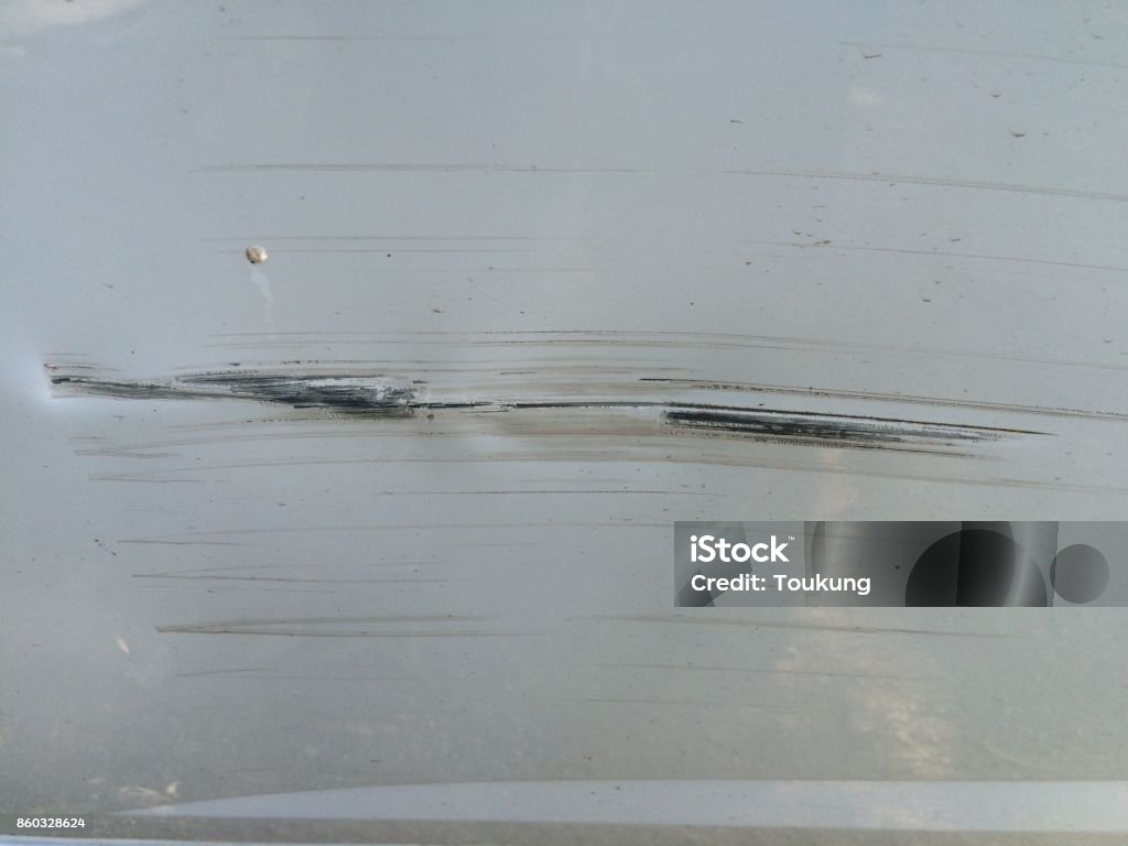 Abrasion of car Scratched Stock Photo