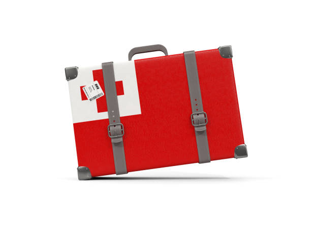 istock Luggage with flag of tonga. Suitcase isolated on white 860329204