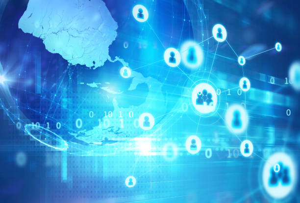 istock abstract illustration background with user icon and connecting dots . 860341252
