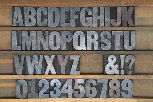 type de bois - letterpress typescript alphabet wood photos et images de collection