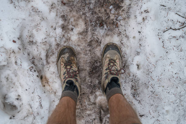 istock Personal perspective of man hiker on mountain trail 860349876
