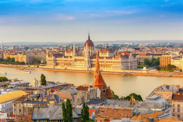Photo of Budapest city skyline at Hungalian Parliament and Danube River, Budapest, Hungary