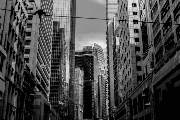 istock Modern office building close up in sunlight with B&W color 860352014