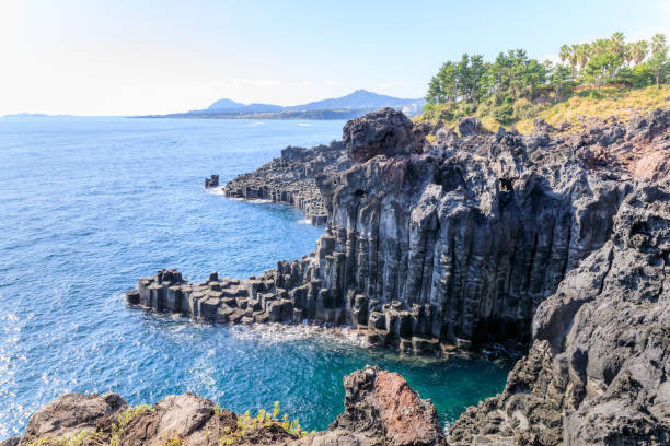 istock The Daepo Jusangjeolli basalt columnar joints and cliffs on Jeju Island 860354976