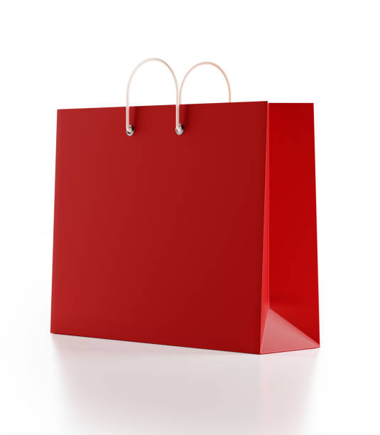 istock Red Shopping Bag Isolated On White Background 860355292