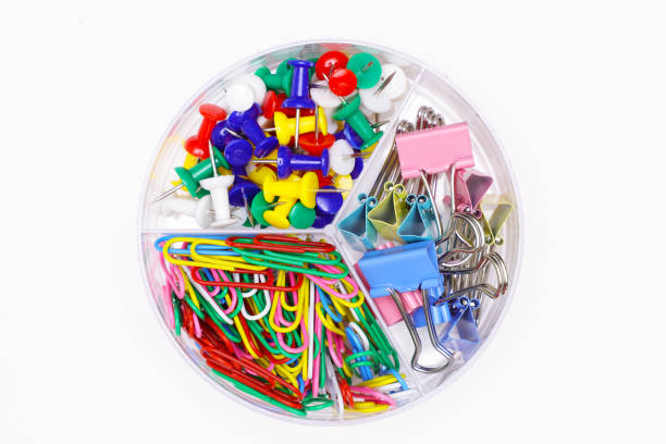 istock office supplies such as paper clips and pins 860358068