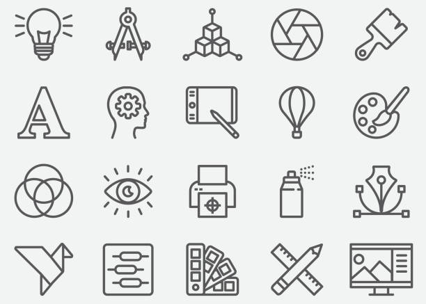 Graphic Designer Line Icons Graphic Designer Line Icons paint symbols stock illustrations