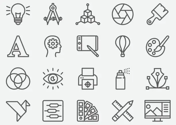 Vector illustration of Graphic Designer Line Icons