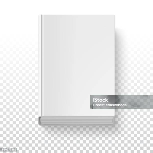 White Book Template On Transparent Background With Accurate Shadow Top View Grayscale Mockup For Your Presentation Or Design 3d Illustration Stock Illustration - Download Image Now