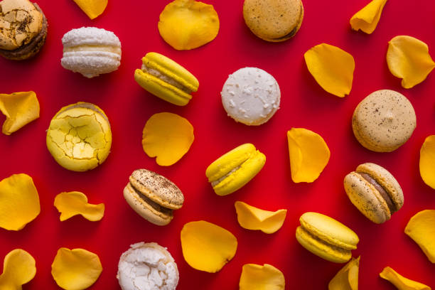 istock sweet macaroon cake with yellow flowers 860374044