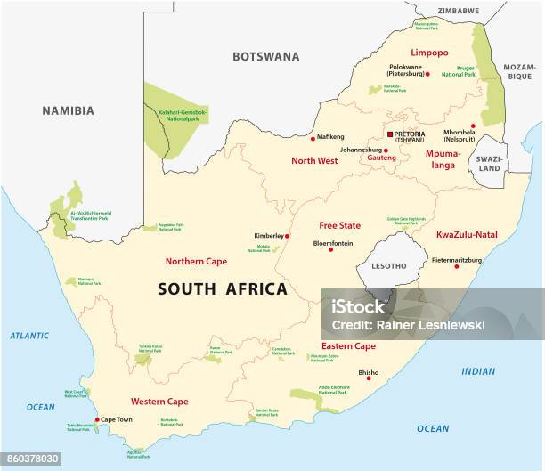 South Africa National Park Map Stock Illustration - Download Image Now - South Africa, Map, Kwazulu-Natal