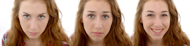 istock a beautiful young woman with different expressions 860378052