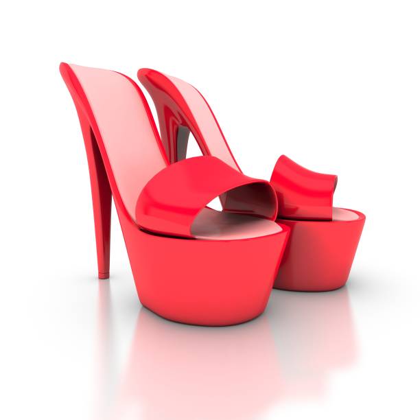 istock Women's red shoes on a white background. 860384124