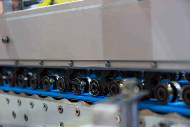 detail of a folder gluer machine for carton box