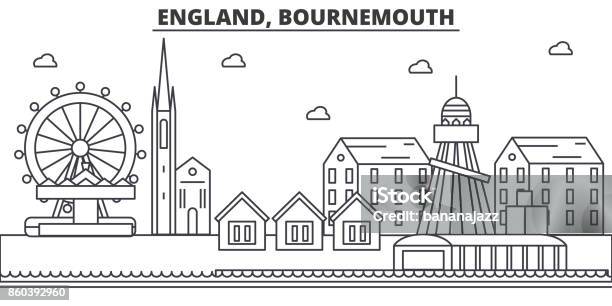 England Bournemouth Architecture Line Skyline Illustration Linear Vector Cityscape With Famous Landmarks City Sights Design Icons Landscape Wtih Editable Strokes Stock Illustration - Download Image Now