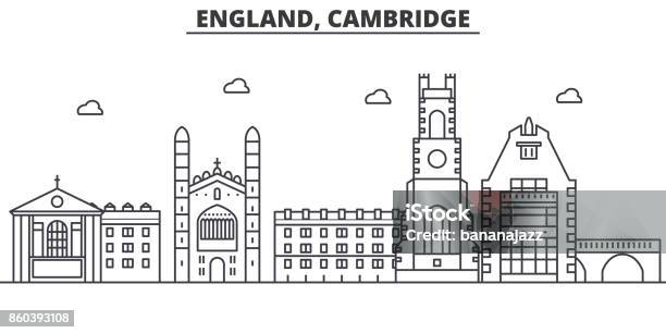 England Cambridge Architecture Line Skyline Illustration Linear Vector Cityscape With Famous Landmarks City Sights Design Icons Landscape Wtih Editable Strokes Stock Illustration - Download Image Now