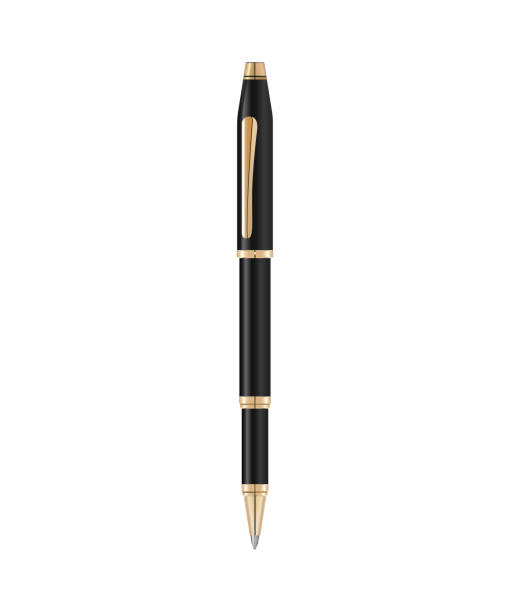 istock Pen gold and white color isolated on white background, vector illustration. 860399020
