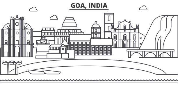 ilustrações de stock, clip art, desenhos animados e ícones de goa, india architecture line skyline illustration. linear vector cityscape with famous landmarks, city sights, design icons. landscape wtih editable strokes - european culture spirituality traditional culture famous place