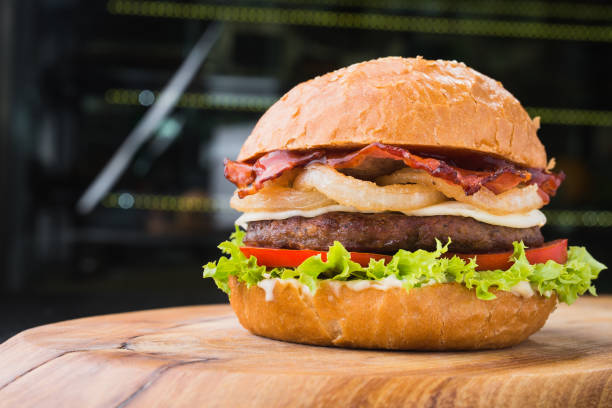 istock Juicy and large burger with bacon 860410512