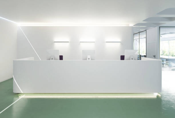 Reception desk in a financial department