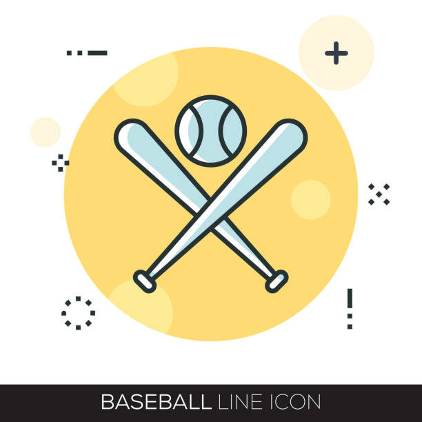 ilustraciones, imágenes clip art, dibujos animados e iconos de stock de icono de línea de béisbol - tennis in a row team ball