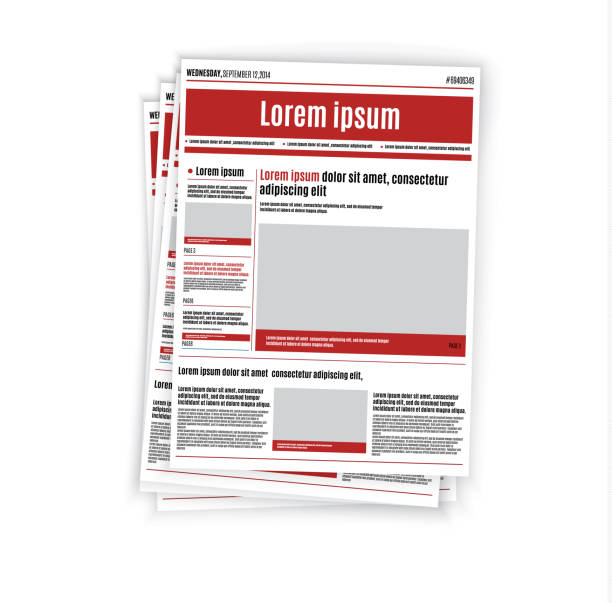 istock Newspaper design template with red headline, images and charts, articles and financial information, advertising vector illustration 860428760