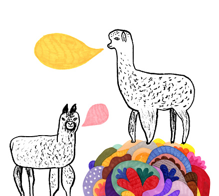 Creative illustration of alpacas